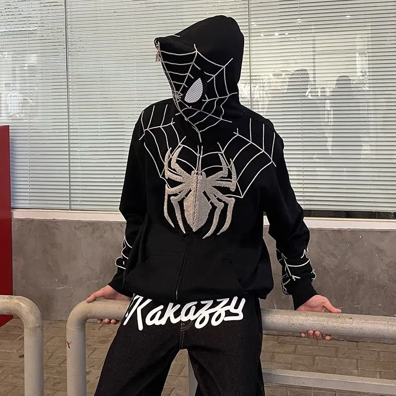 Designer Kakazzy Men's Woman Hoodies Sweatshirts Black Spider Hoodie Sweatshirt Real Photo Tracksuit Spider Web Pullovers SP5DER 555555 Sweatpants Set Hip Hop Tide