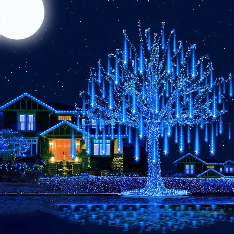 Juldekorationer 3 Set LED -ljus utomhus meteor duschljus vattentät trädgårdsdekor utomhus girland år juldekoration 2024 231025
