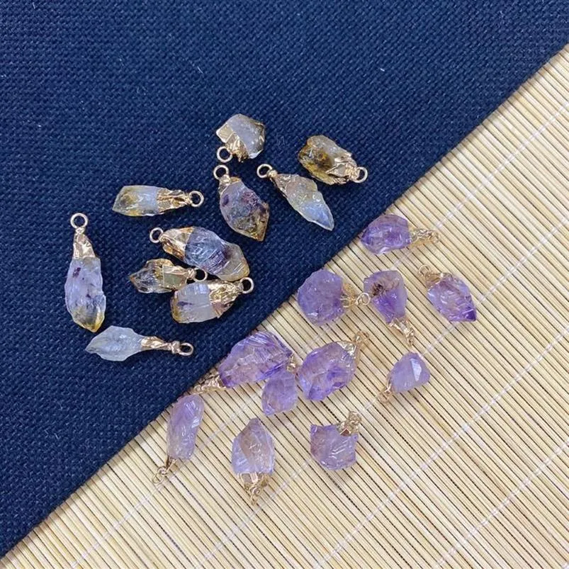 Charms 1st Natural Stone Oregelbundet Crystal Pendant Fashion Small Använd