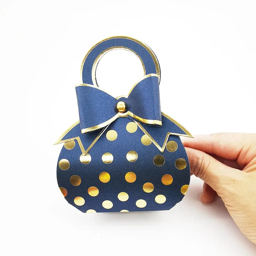 Gift Wrap Dot Bronzing Handbag Gift Bag Box hand-carry polka dot Party Baby Shower Paper Chocolate Boxes PackageWedding Favours candy Box 231025