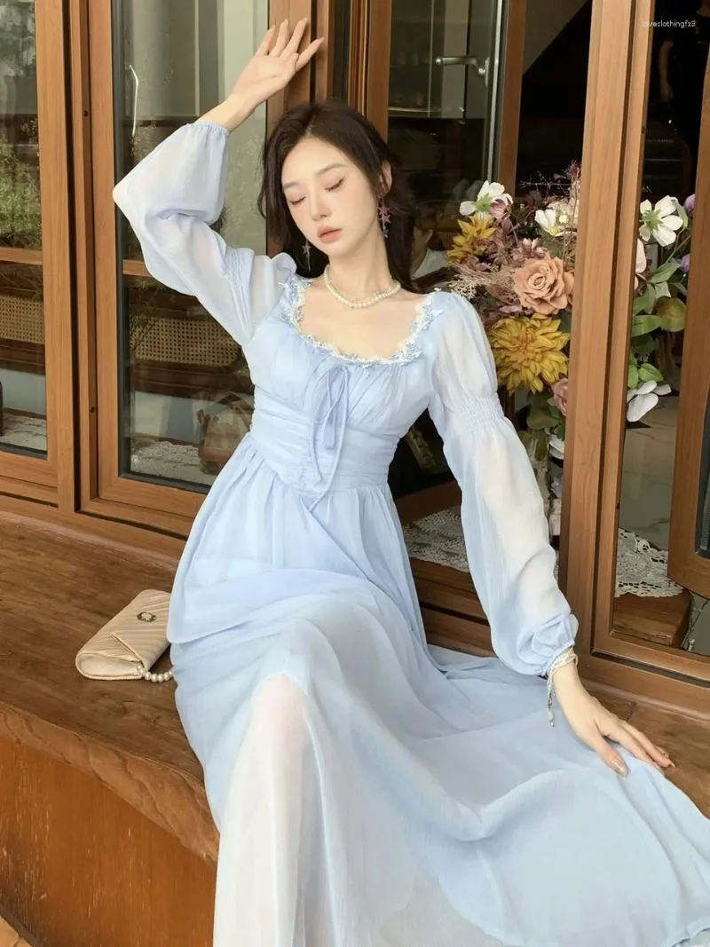 chinese dress ladies Alex Chiffon Maxi Dress / Blue | Meshki main image 0