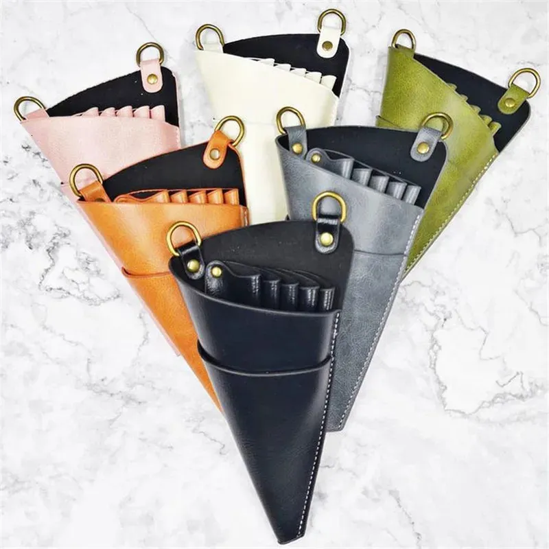 Hair Salon Fashion Personality 5 Pockets Triangle Hair Scissors Bag Hairdressing Holder Bag Barber Salon Pouch Waist Bag 30# 231025