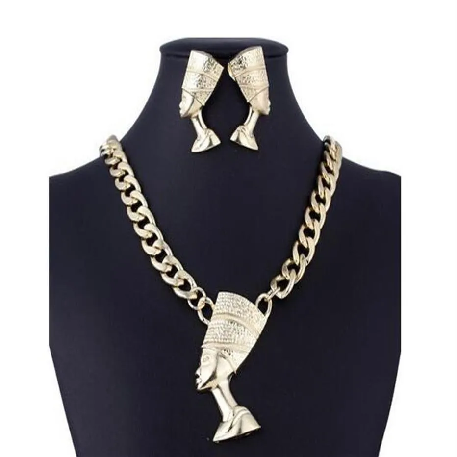 Nieuwe klassieke Overdrijving Vrouwelijke Sieraden Set Rechts Symbool Van de Egyptische Farao Legering Sieraden Klassieke Sleutelbeen Chain235a