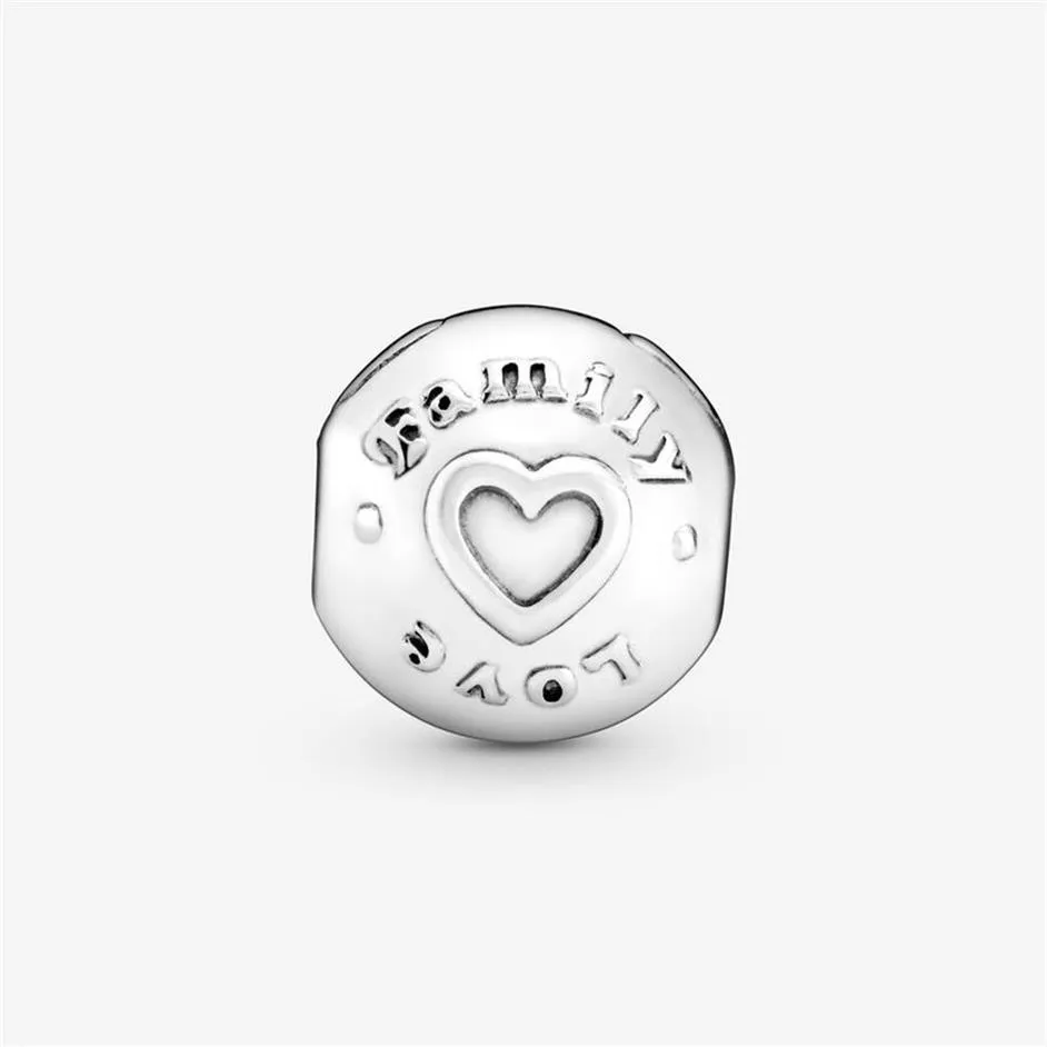 100% 925 Sterling Silver Love Family Heart Clip Charms Fit Original Bracelet à breloques européen Mode Femmes Mariage Fiançailles Jew268L