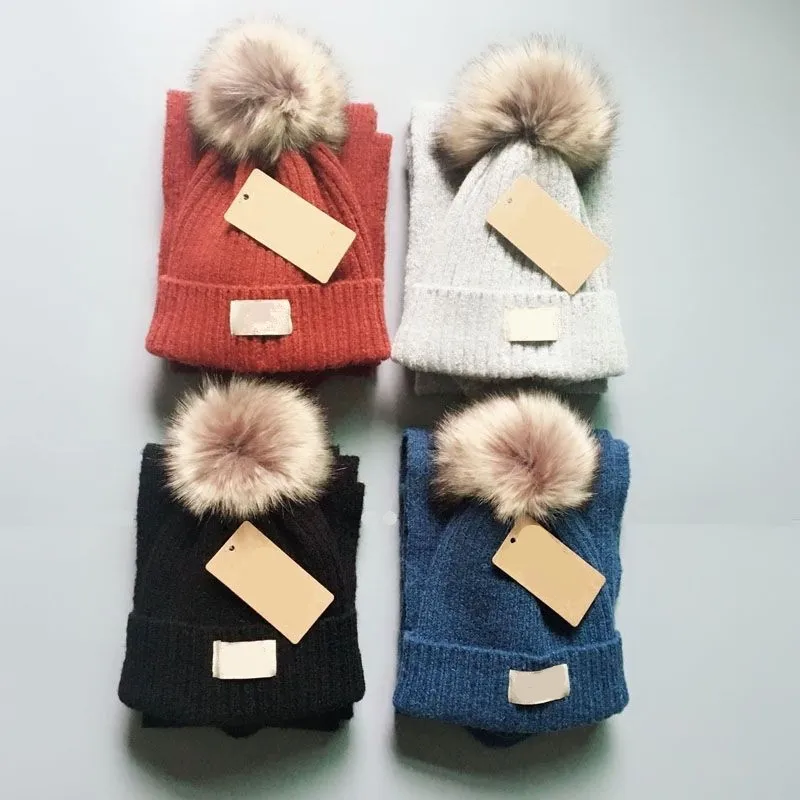 Gorros de Australia para bebés, gorros para niños pequeños, conjuntos de bufandas, regalo para niñas, niños, niñas, gorros, gorro de bebé con pompón de punto cálido de invierno, gorro, bola de pelo sólida