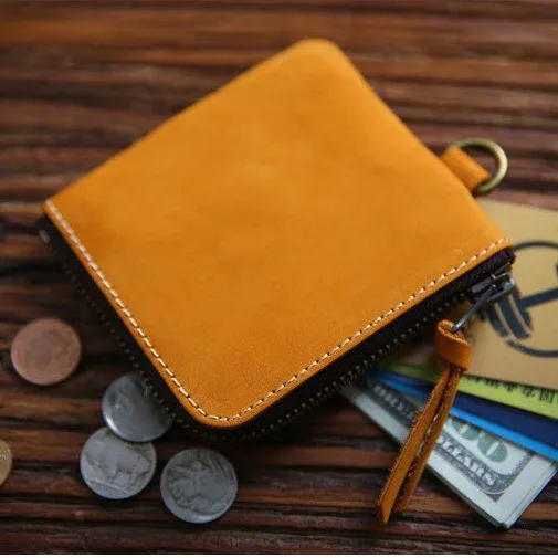 Piccolo Portamonete In Pelle, Portachiavi Morbido Con Cerniera