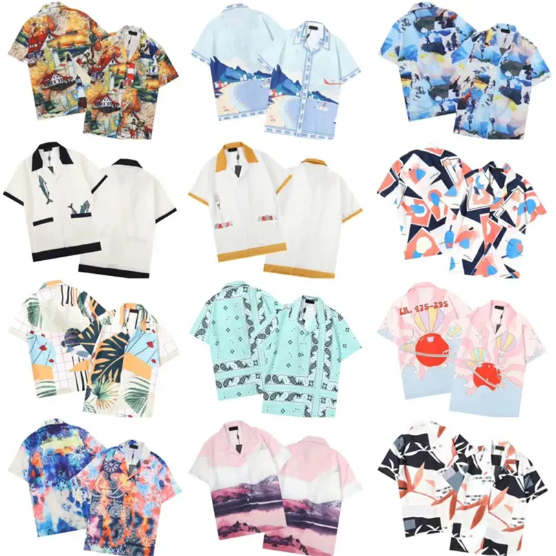 Men Shirts Casual Sets Summer Tracksuit Set Moda Manga curta Bolho de boliche Hawaii lase designer de praia letras de flores