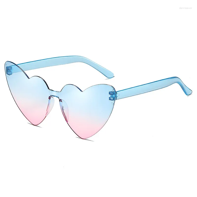 Sunglasses Thin Peach Heart Love Jelly Color Frameless Shaped One Piece Glasses Candy Eyes