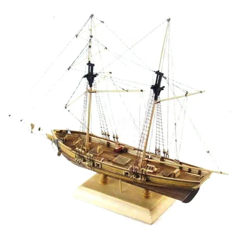 1:70 New Port Wooden Sailing Boat Model DIY Kit Ship Assembly Classical Handmade Wooden Sailing Boats Children Toys Gift