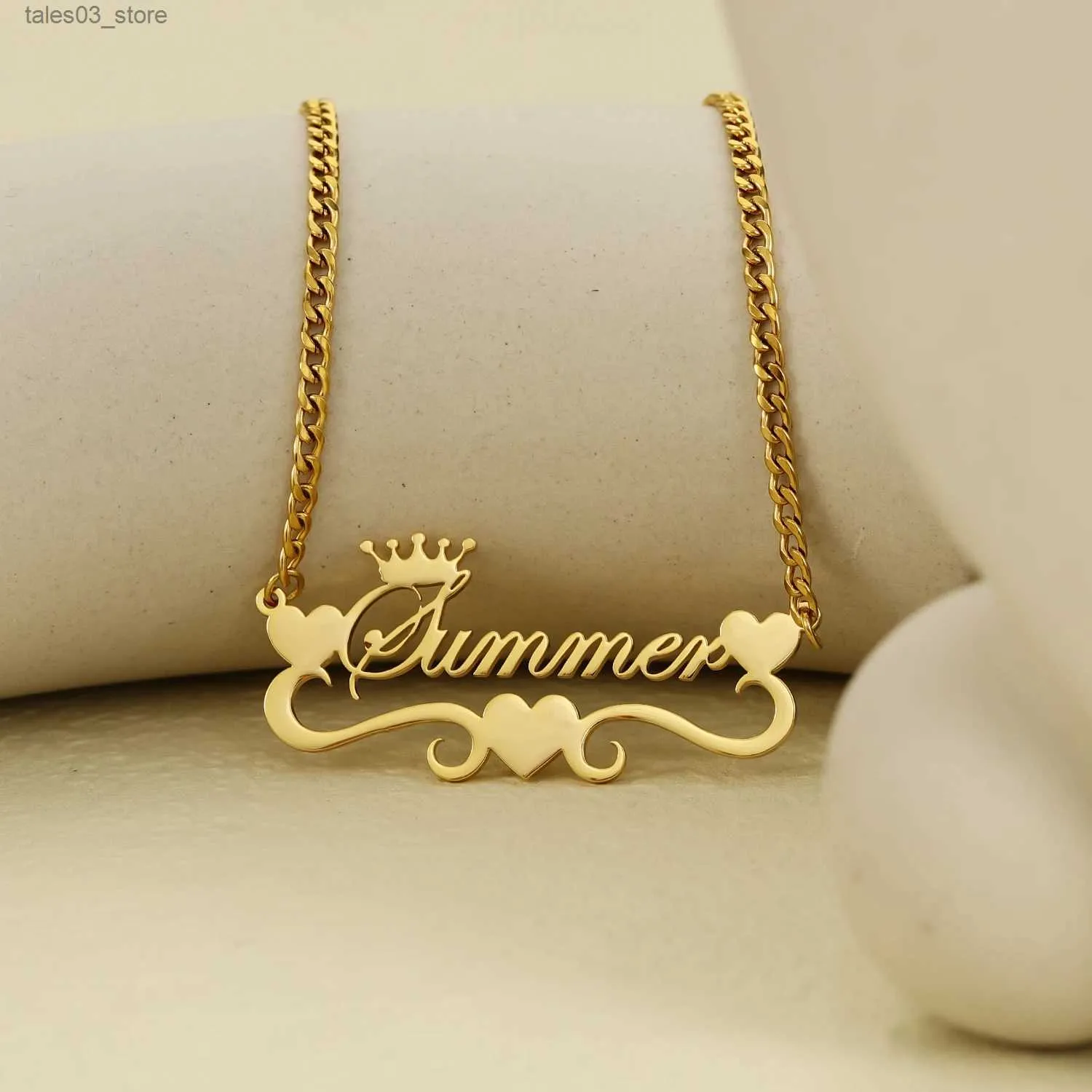 Gold chain with name pendant price deals
