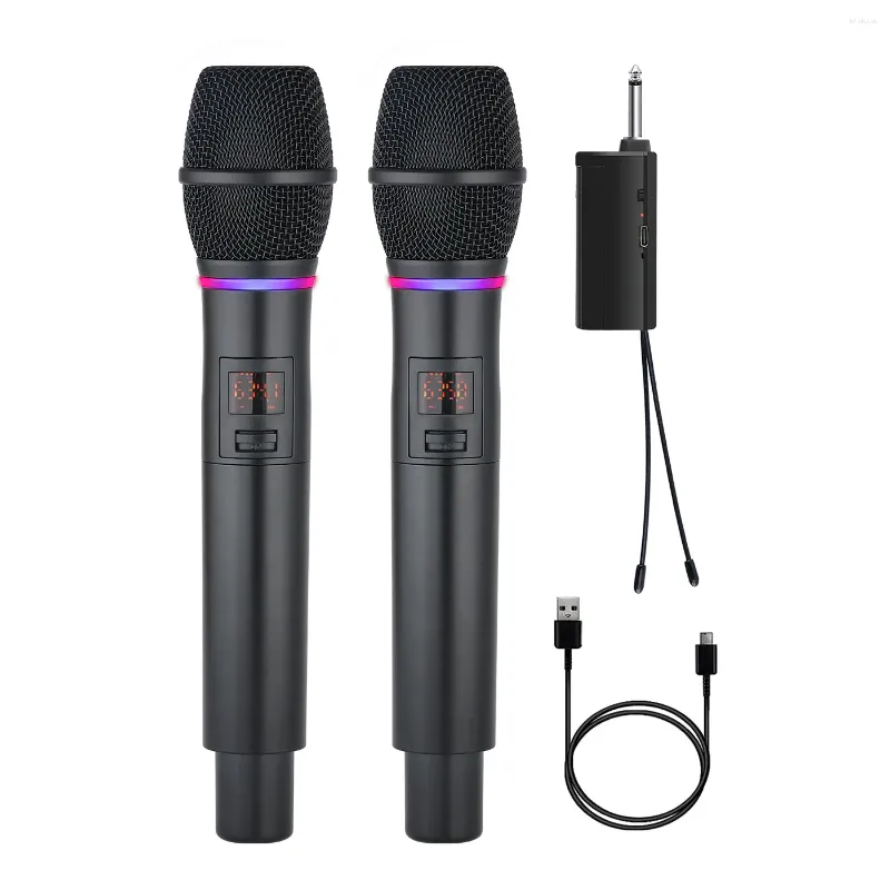 Mikrofoner Heikuding Dual True Diversity Wireless Microphone Universal Cordless Dynamic Justerbar frekvens för festförmåga