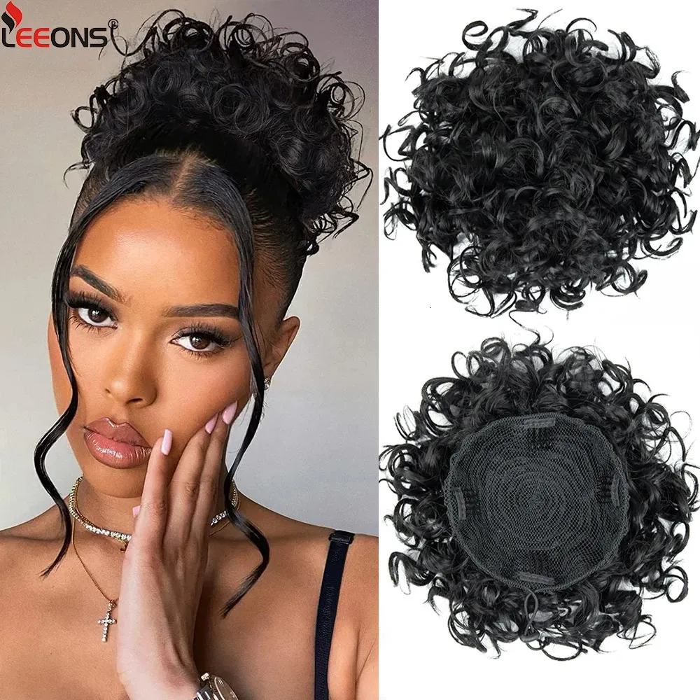 Syntetiska S Leeons DrawString Curly Bun Chignon Hairpiece For Women Tail Kinky Clip Hair 231025