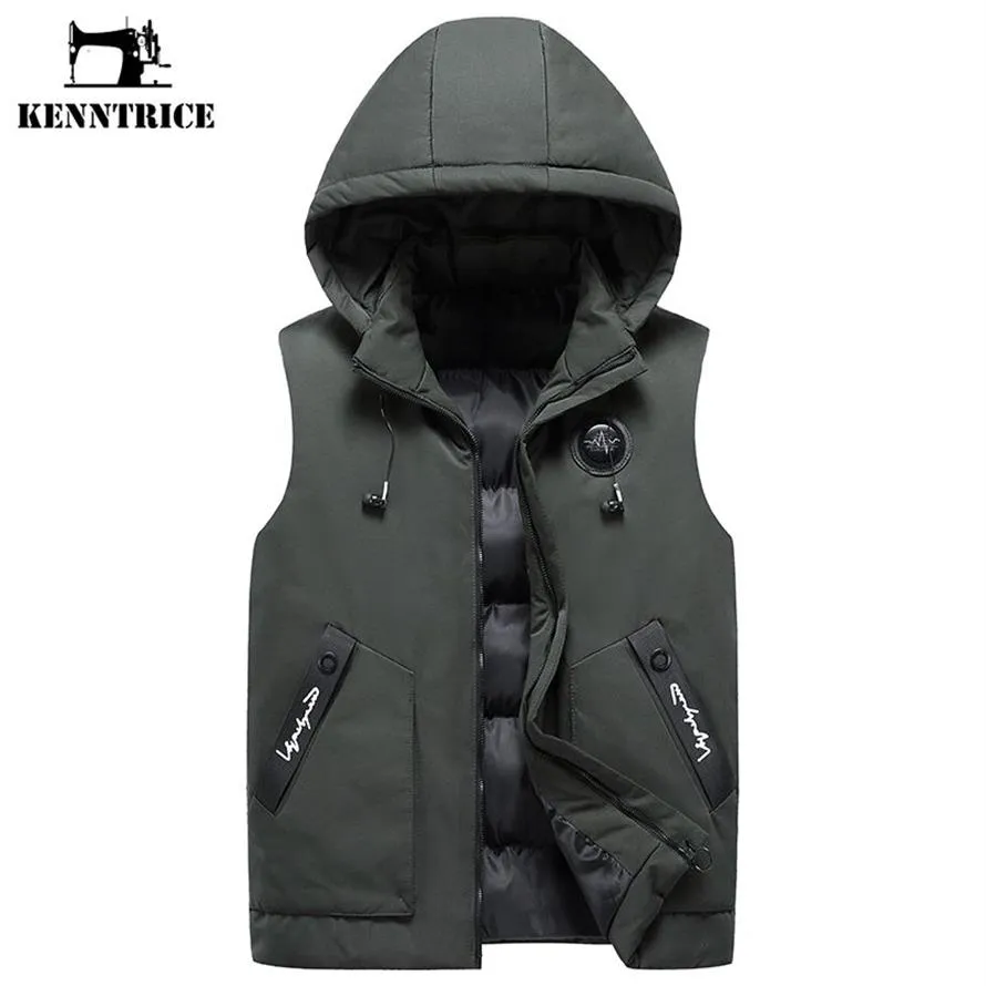 KENNTRICE marque gilet à capuche Veste hommes nouveau chaud sans manches Veste mâle hiver décontracté gilet hommes gilet grande taille Veste Homme335I