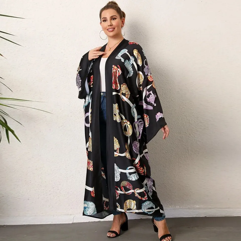 Tricots pour femmes Tees Plus Size Vêtements pour femmes Cover ups Blouses Imprimer Cardigan à manches longues Kimonos Chemise Loose Beach Cover Up Boho Dress Party Kaftan 231025