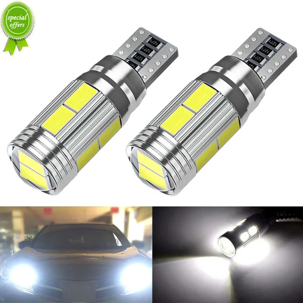 جديد 2 PCS T10 W5W LED BULB CAR INTRIOR DOME LIGHTS 12V 10SMD 7000K Super Bright White White White Side Lailar Lamps Trunk Trunk