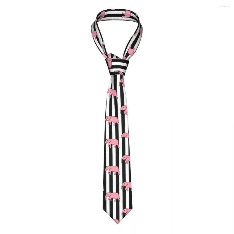 Gravatas borboletas rosa elefante gravata tiras pretas impressão homem impresso pescoço presente camisa festa 8cm cravat