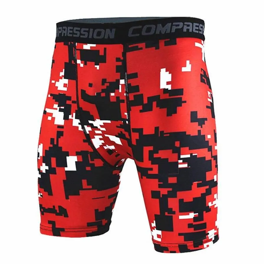 Heren Shorts Compressie Mannen 3D Print Camouflage Bodybuilding Panty Korte Sportscholen Mannelijke Spier Levend Elastische Running291b