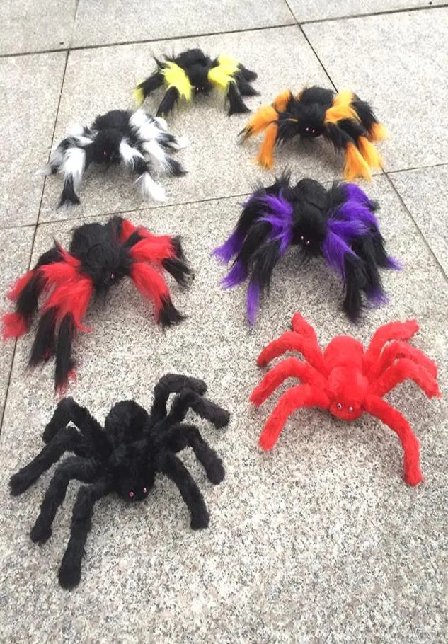 Decoração de halloween aranha de pelúcia tamanho grande aranhas coloridas de pelúcia adereços de halloween aranha brinquedo engraçado para festa bar ktv1552060