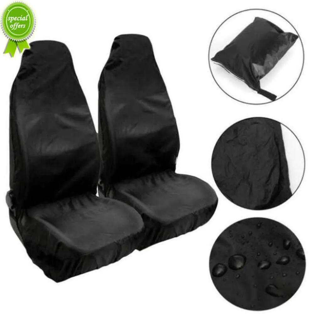 New 2Pcs Waterproof Polyester Universal Seat Cover Front Car Van Seat Covers Protectors Nonslip Backing Dust-proof For Cars Bus VAN