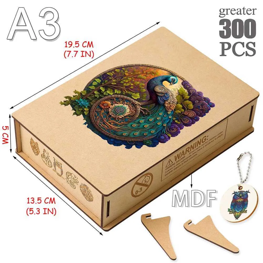 3D Wooden Animal Puzzles for Kids & Adults - Unique DIY Craft Jigsaw ...