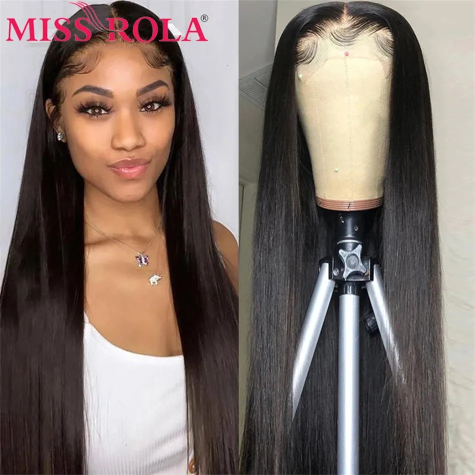 Human Chignons Miss Rola Lace Front Hair S Brasilian Remy 100 Straight 134 Frontal Pre Plucked Middle Ratio 231025