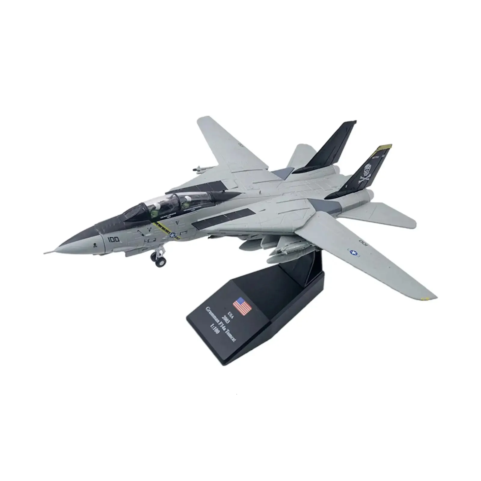 1:100 Scale Diecast F14 Fighter Planes Display with Stand Toy Alloy Aircraft Model for Shelf Gift Decor Keepsake Souvenirs