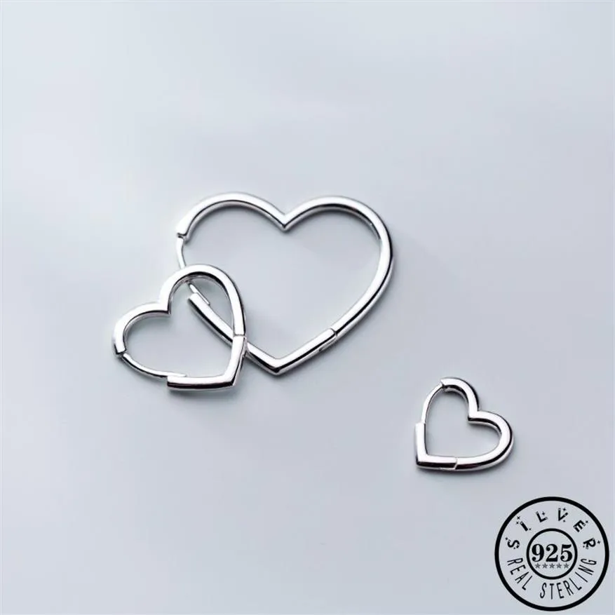 100% Real 925 Sterling Silver Heart Shaped Ear Ring Earings Trendy Korean Hoops Earrings for Women Christmas Fine Jewelry 200924216x