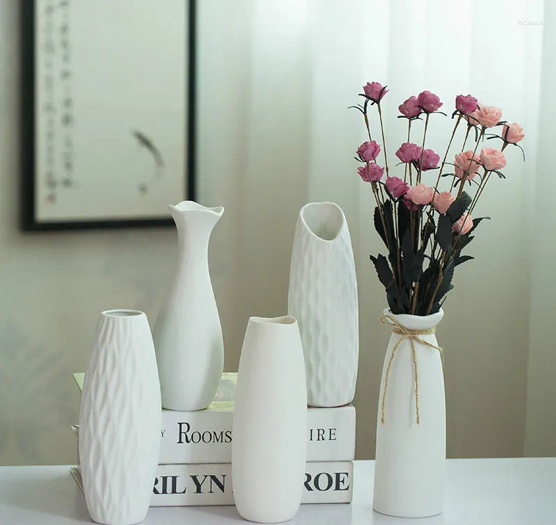 Flaskor keramisk vas liten färsk modern minimalistisk torkad blomma kreativt vardagsrum hem dekoration