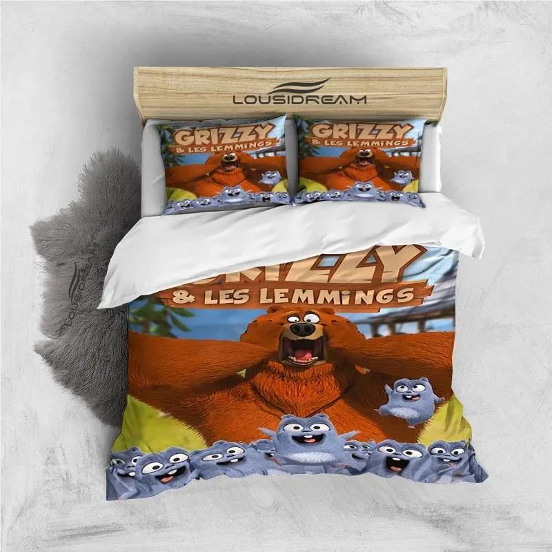 Комплекты постельного белья с героями мультфильмов «Гриззи и лемминги» Простыня King Twin Double детский пододеяльник из микрофибры или полиэстера