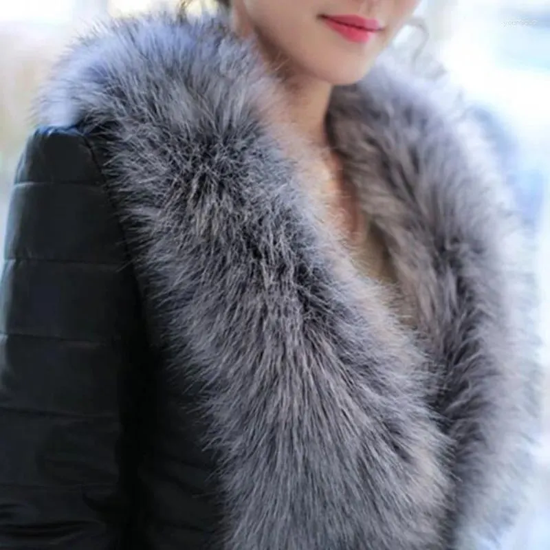ZXRYXGS-Chaqueta de piel sintética con cuello de imitación para mujer, abrigo a la moda, chaqueta elegante y hermosa para otoño e invierno, 2023