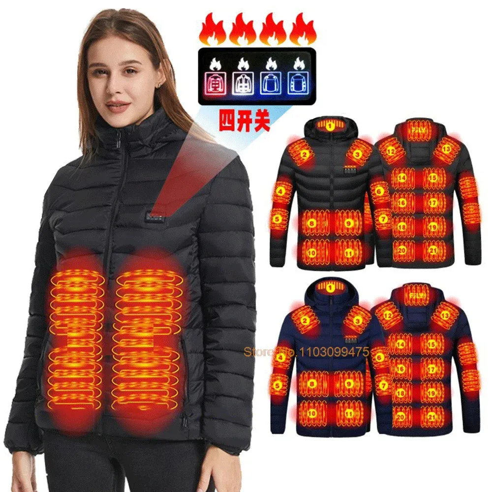 Outdoor Jackets Hoodies Self heating jacket winter hot clothing vest women's USB 2-21 zone hunting camping hiking warm 231026