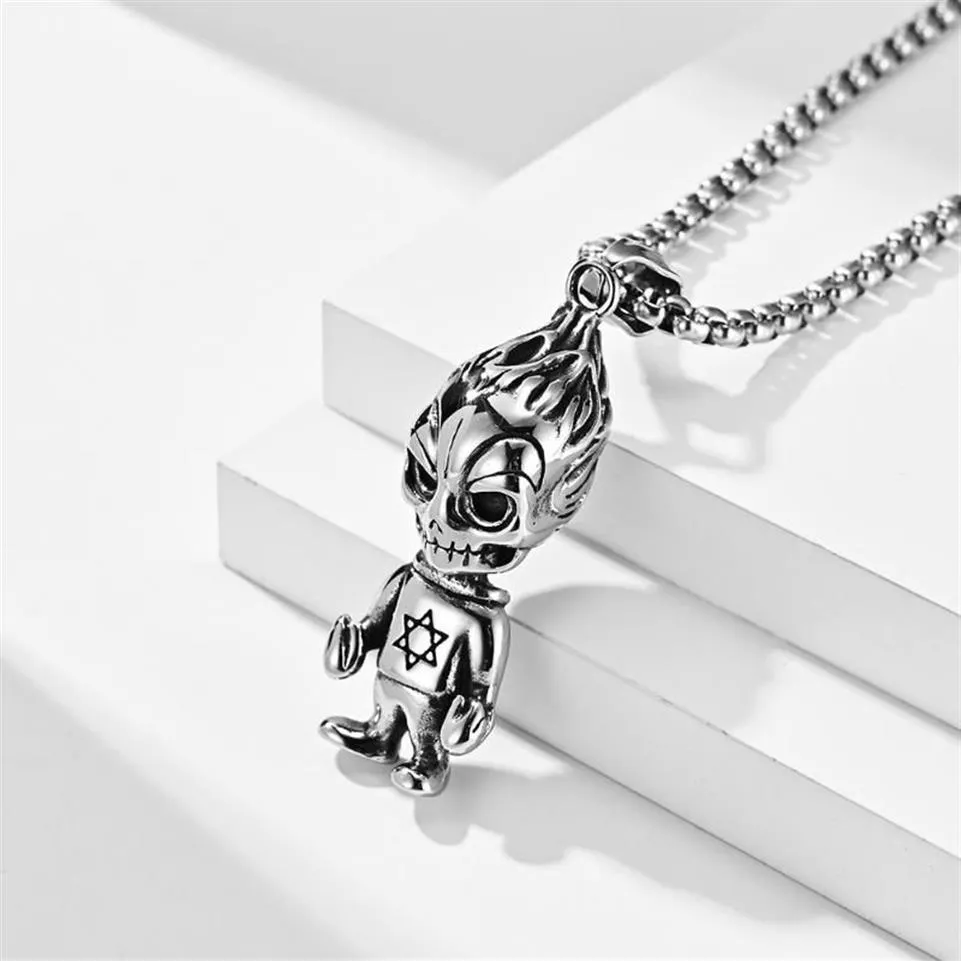 Pendant Necklaces 2021 Deliver Cute Funny Demon Imp Doll Saucerman Cartoon Necklace For Men Stainless Steel Vintage Friend291G