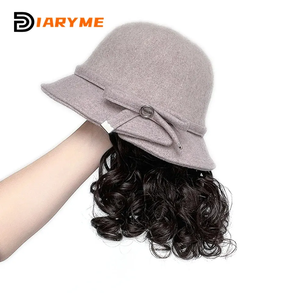 HOT Bucket Hat With Short Curly Hair Short Wavy Curly Hair Hat