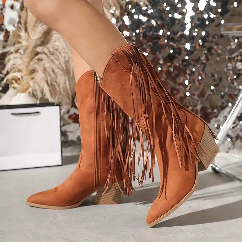 Bohemian hot sale splicing boots