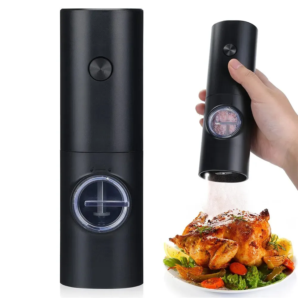 Mills Electric Salt And Pepper Grinder With Adjustable Coarseness Refillable Mill Battery Powered Kitchen Automatic Gadget 231026