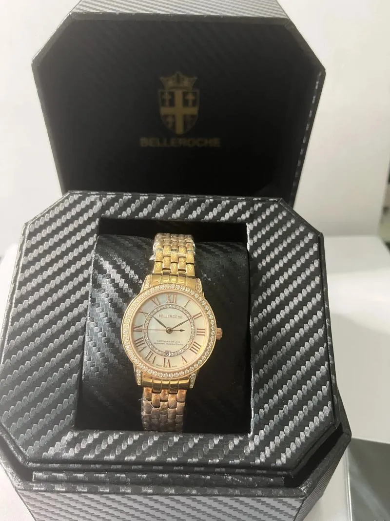 Relojes de pulsera Reloj de lujo para mujeres Relojes 2023 Productos de venta Marca de oro rosa Conjunto Banda de acero de diamante