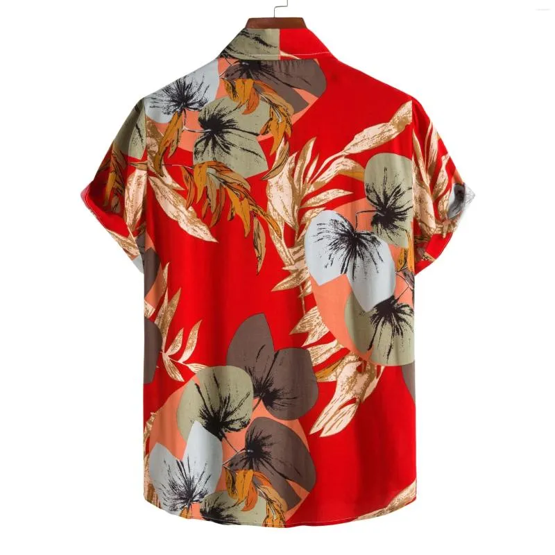 メンズカジュアルシャツ2023サマーフローラルシャツメンズコットンプリント半袖ラペルホリデービーチ男性ハワイアンS-XL