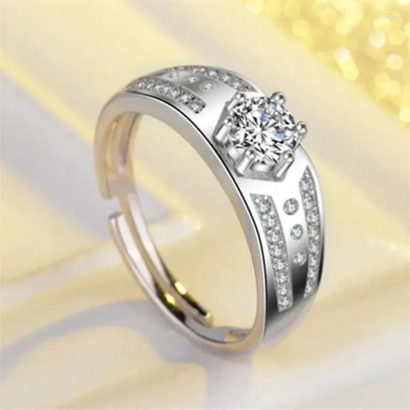 Anelli a grappolo Sei uomini regolabili Anello Sterling 925 Ringen Festa di fidanzamento Sposo Gioielli da sposa Promessa d'amore Bague