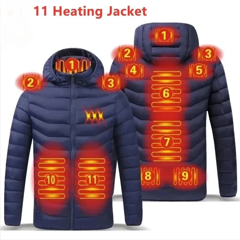 Vestes d'extérieur à capuche pour femmes, veste thermique intelligente 11 zones, USB, couleur unie, imperméable, hiver, 231026