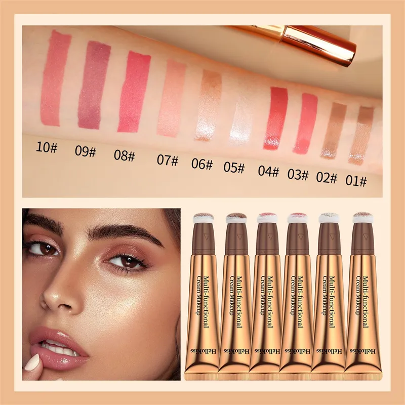 Crème Bronzer Contour Blusher Beauty Wand Highlighter Blush met kussen Vloeibaar gezicht Bronzer Wand Stick Applicator Make-up