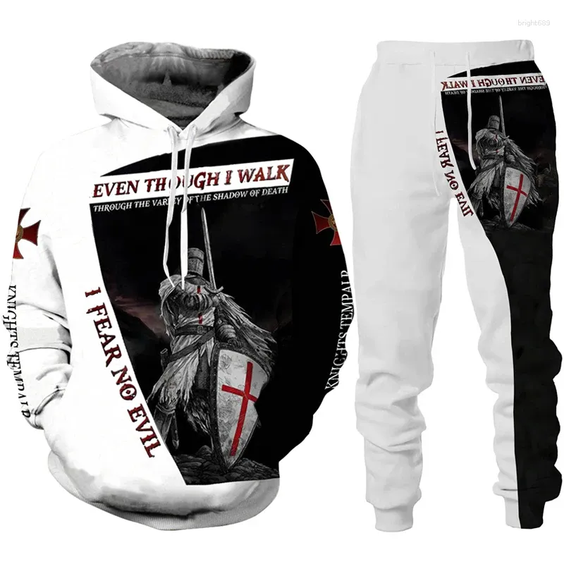 Men's Tracksuits Retro Knight Templar Armor 3D Printed Hoodies/Pants/Suit Harajuku Jesus God Tracksuit Sportswear Cool 2 Piece Clothing Set