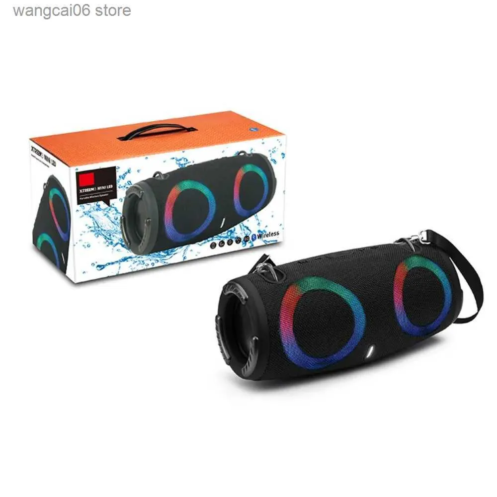 Mobiltelefonhögtalare Portable Waterproof High Power Bluetooth Speaker RGB Colorful Light Wireless Subwoofer 360 Stereo Surround TWS FM BOOM BOX T231026