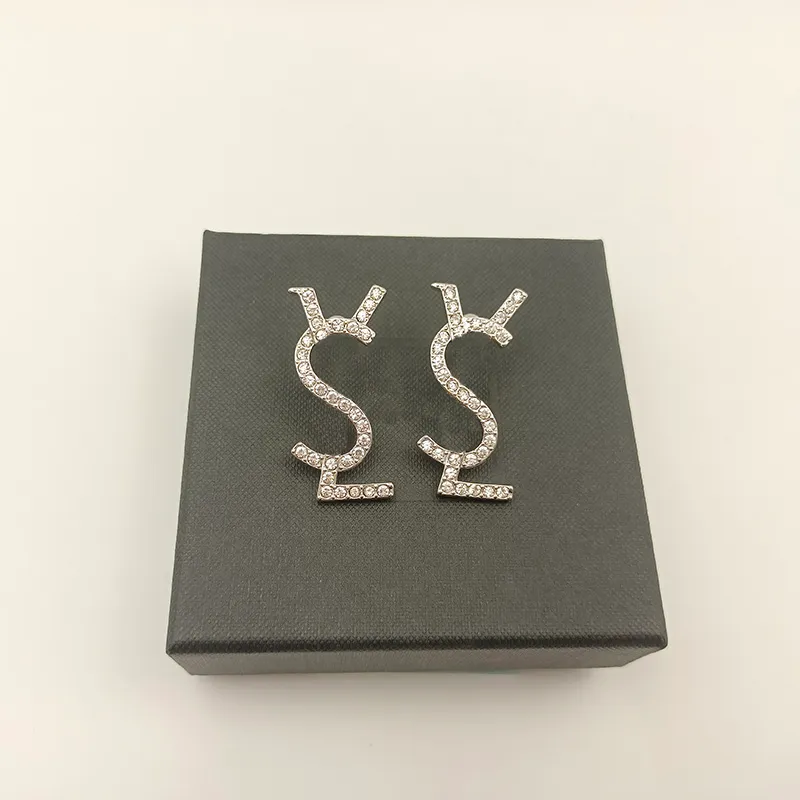 Märke enkla bokstäver y guld silver diamant örhänge studs mens designer örhänge kärlek örhängen för kvinnor lady örhängen smycken öron ring stud hoops 2310231bf