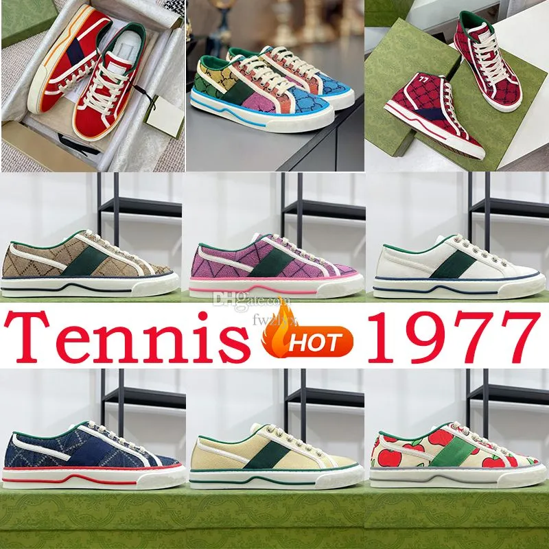 Tennis 1977 Sneaker Canvas Luxurys Running Shoes Designer Blue Washed Jacquard Denim Rubber Sole Embroidered Vintage Mens Womens Shoe