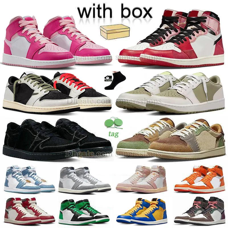 Nike Air Jordan 1 Low Jumpman Баскетбольные кроссовки With Box High OG Chicago Palomino J Golf Olive Jordans. Jordans1s 1s Spiderverse Mid Fierce Pink J1 Zion Shoes Mens Womens