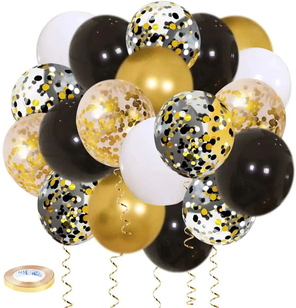 Décorations de Noël 50 paquets de ballons de confettis dorés blancs noirs pour l'anniversaire de remise des diplômes, mariage, fête de naissance, fête de la Saint-Valentin, 231026