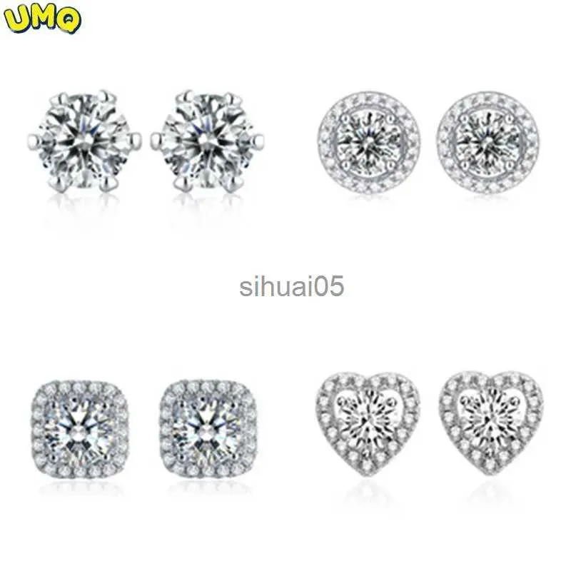 Stud Umq 1ct 2ct Moissanite Diamond Ear Studs Orecchini placcati Orecchini per le donne Gioielli in argento sterling YQ231026