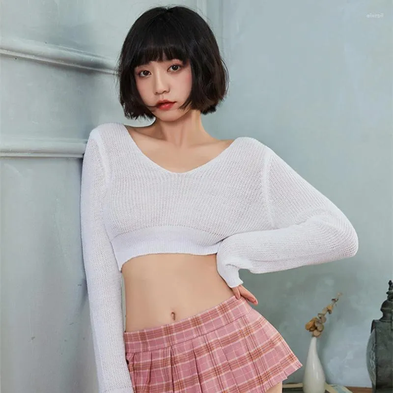 Pulls pour femmes Corée Style À La Mode Mignon Collège Vêtements Étudiant Femmes Lingerie Sexy Jeu De Rôle Costume Tentation Uniforme Scolaire Top