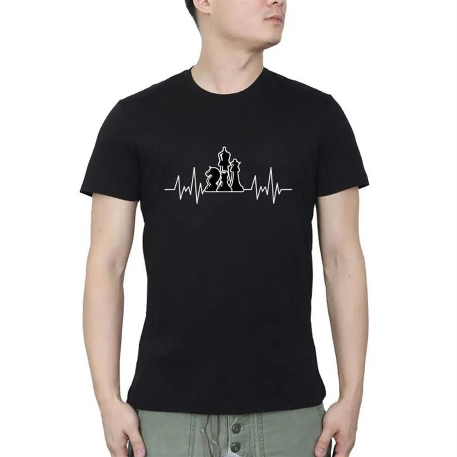 Men's T-Shirts Chess Piece Heartbeat Ekg Line Streetwear O Neck T-shirt Summer Casual245Q