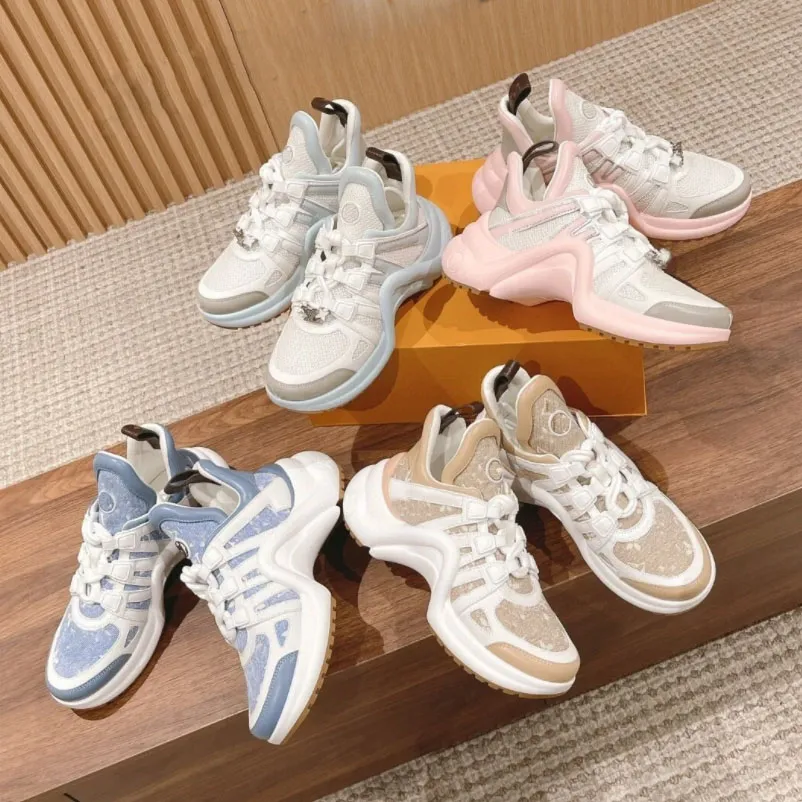 Designer Femmes Archlight Casual Chaussures Plate-forme Loisirs Populaires Baskets Arch Fit Respirant Chaussure De Course Mode Baskets De Luxe Plat Denim Toile Semelle Épaisse 2023